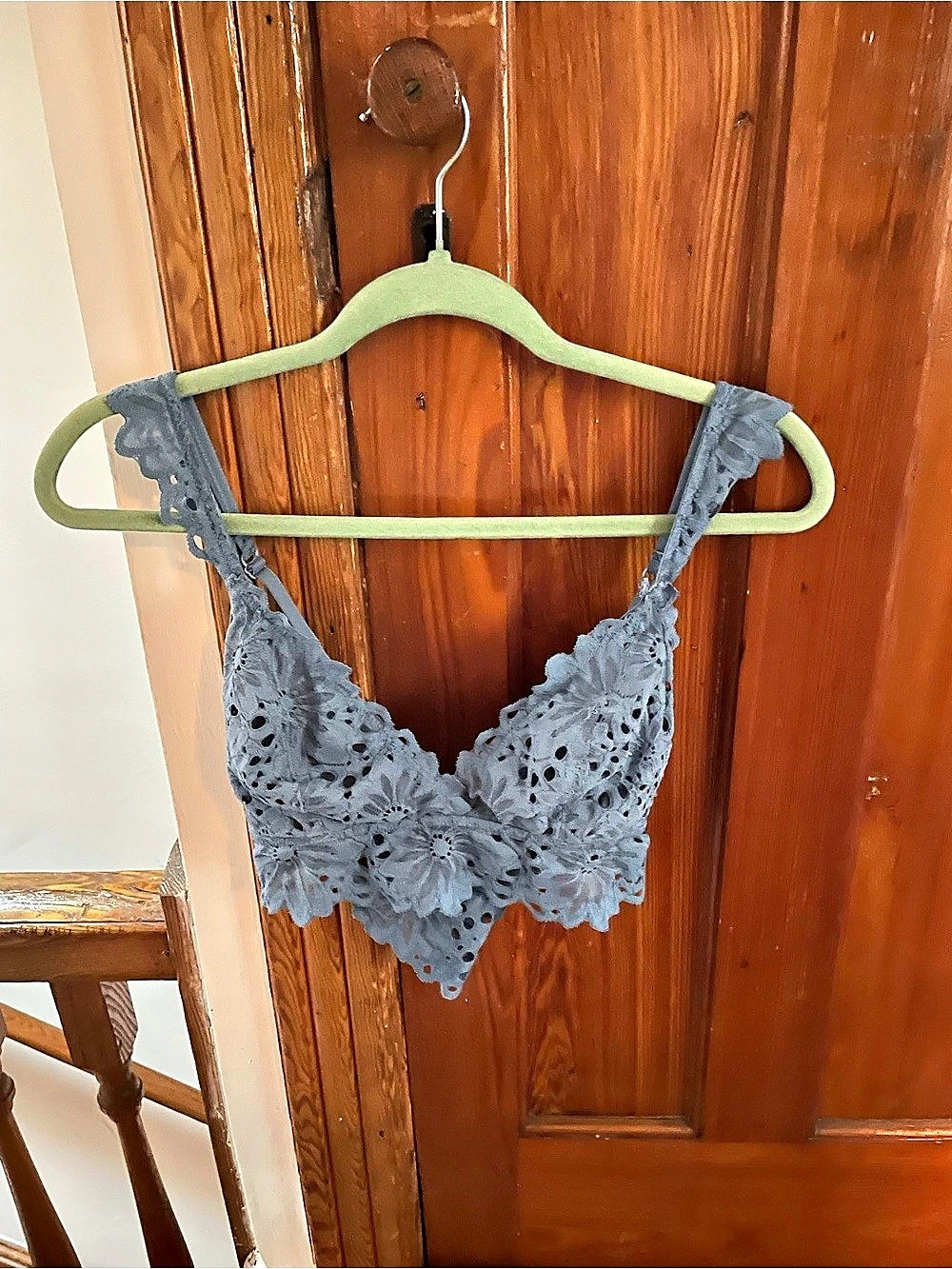 Aerie Floral Lace Bralette in Blue Size Large Like New